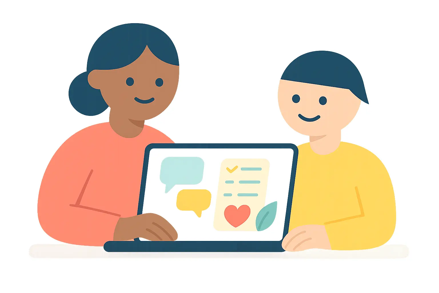 Parent and teen exploring mental health resources together