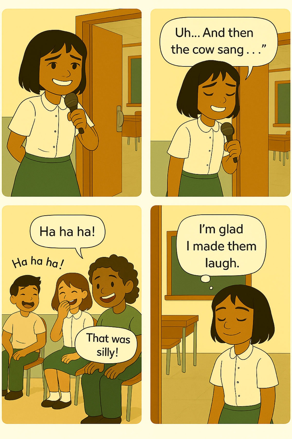 Bella laughs nervously